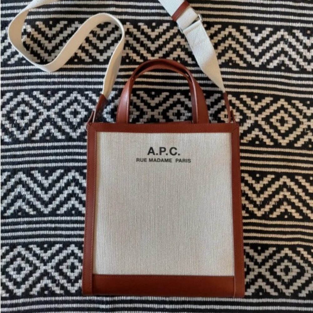 A.P.C. Camille Small Canvas and Leather Tote Bag